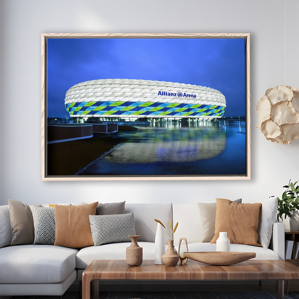 Allianz Stadium in Germany, Stadium Canvas, Sport Art, Fan Gifts, Framed Canvas Print Wall Art, Floating Frame