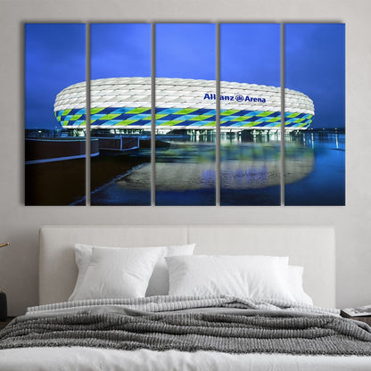 Allianz Stadium in Germany, Stadium Canvas, Sport Art, Fan Gifts, 5 Panel B, Extra Large Canvas, Canvas Print Wall Art