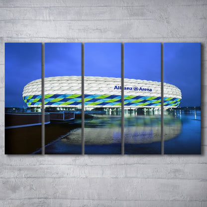 Allianz Stadium in Germany, Stadium Canvas, Sport Art, Fan Gifts, 5 Panel B, Extra Large Canvas, Canvas Print Wall Art