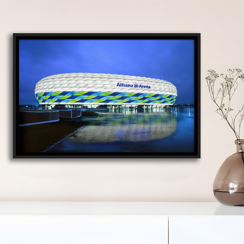 Allianz Stadium in Germany, Stadium Canvas, Sport Art, Fan Gifts, Framed Canvas Print Wall Art, Floating Frame