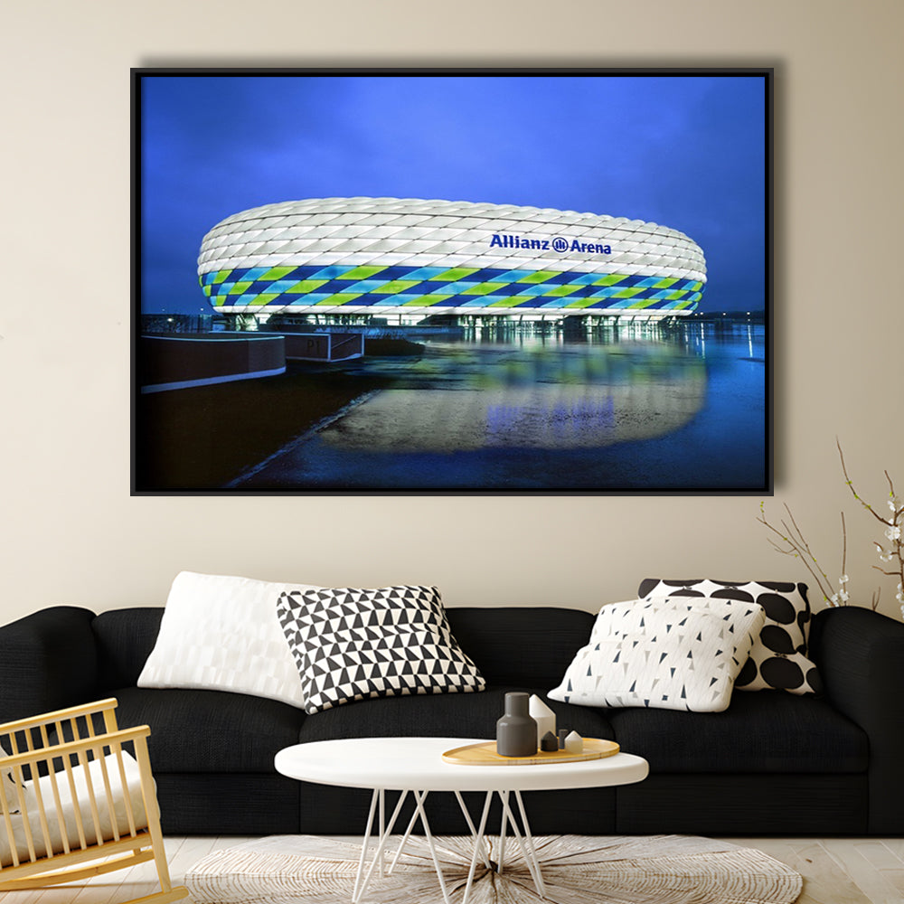 Allianz Stadium in Germany, Stadium Canvas, Sport Art, Fan Gifts, Framed Canvas Print Wall Art, Floating Frame