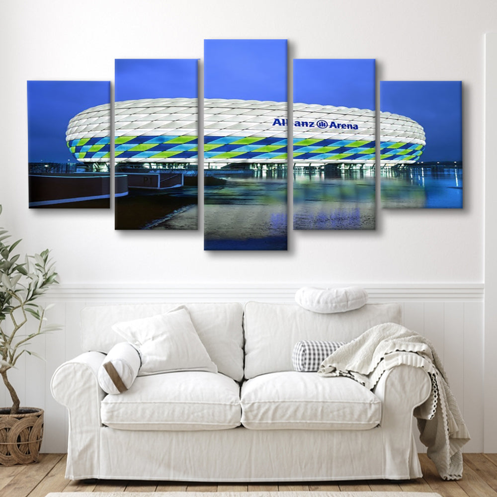 Allianz Stadium in Germany, Stadium Canvas, Sport Art, Fan Gifts, 5 Panel, Large Canvas, Canvas Print Wall Art