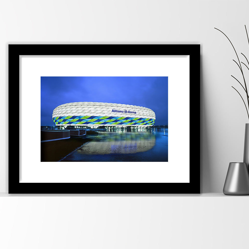 Allianz Stadium in Germany, Stadium Canvas, Sport Art, Fan Gifts, White Border Framed Art Print Wall Decor