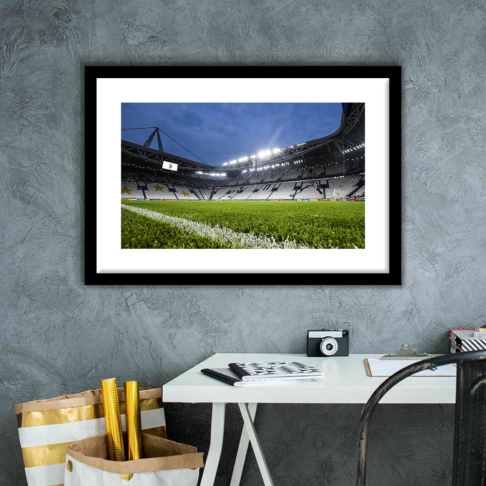 Allianz Stadium in Germany, Stadium Canvas, Sport Art, Gift for him, White Border Framed Art Print Wall Decor