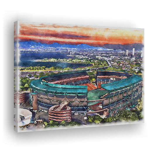 Aloha Painting Stadium Watercolor, Halawa Hawaii Watercolor Art Decor, Sport Art, Gifts for him, Canvas Print Wall Art