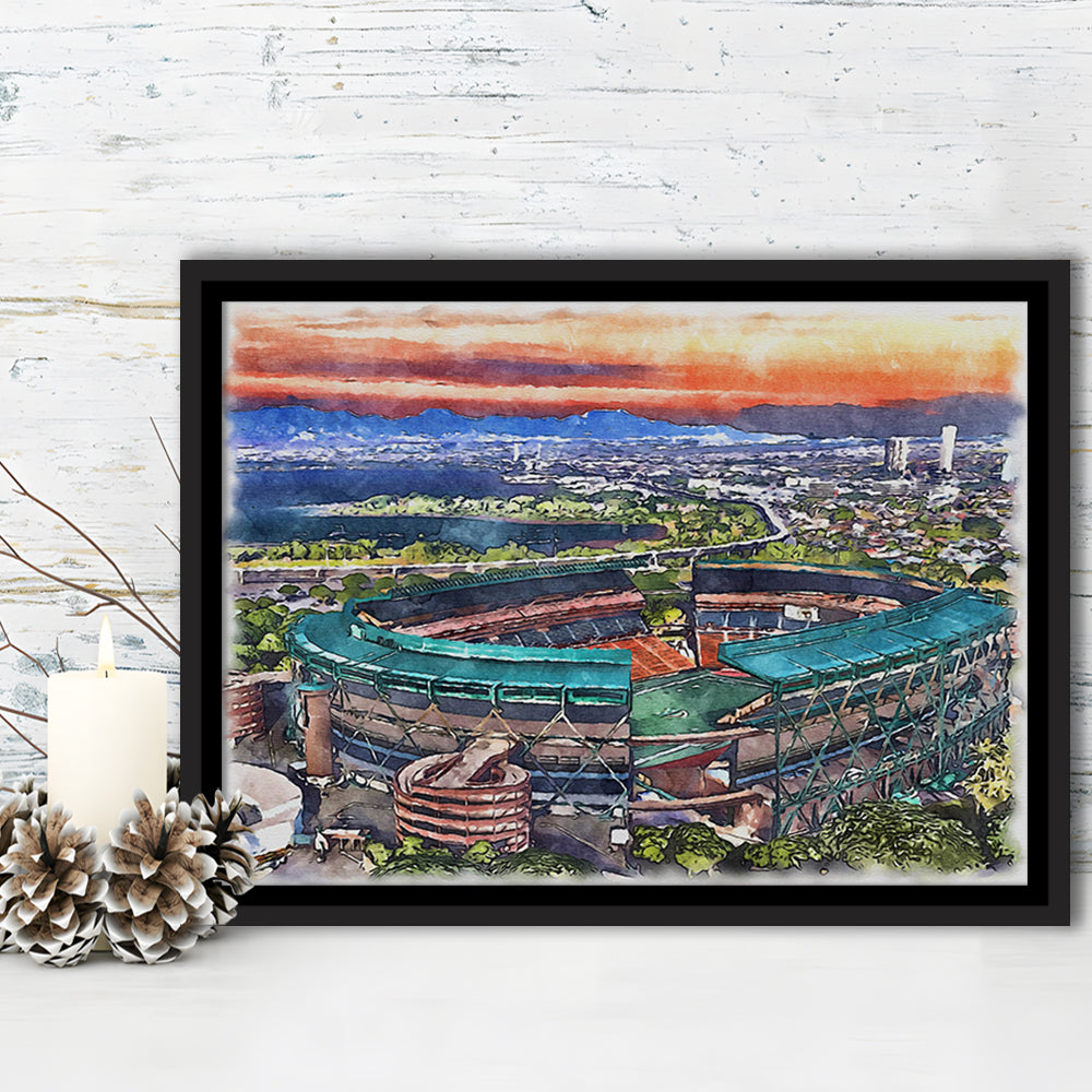Aloha Painting Stadium Watercolor, Halawa Hawaii Watercolor Art Decor, Sport Gift Art, Framed Canvas Print Wall Art