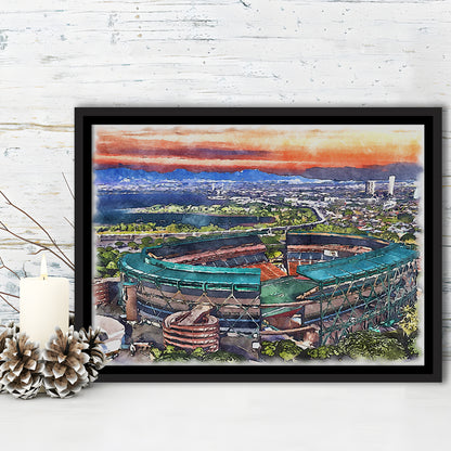 Aloha Painting Stadium Watercolor, Halawa Hawaii Watercolor Art Decor, Sport Gift Art, Framed Canvas Print Wall Art