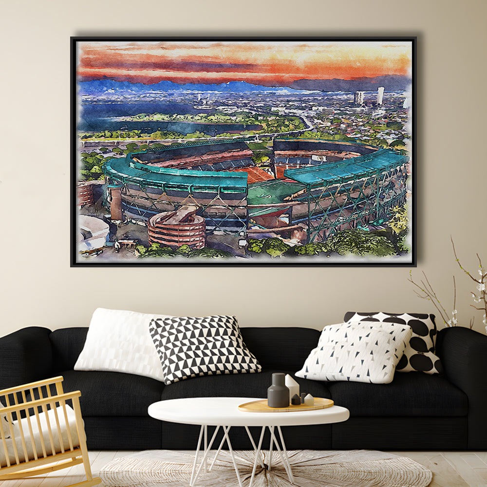 Aloha Painting Stadium Watercolor, Halawa Hawaii Watercolor Art Decor, Sport Gift Art, Framed Canvas Print Wall Art