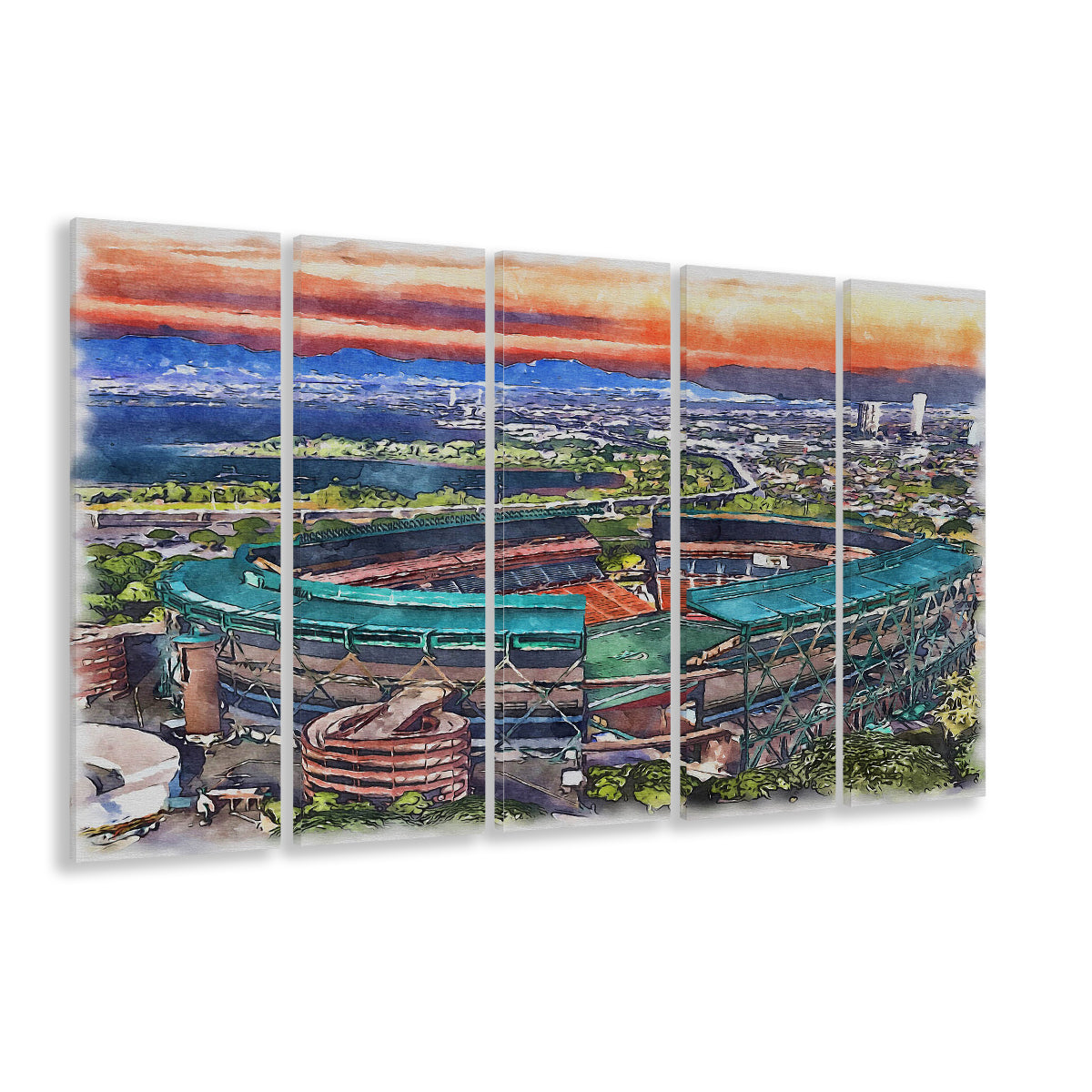 Aloha Painting Stadium Watercolor, Halawa Hawaii Watercolor Art Decor, Sport Art, Extra Large Canvas Print Wall Art