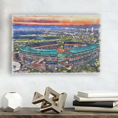 Aloha Painting Stadium Watercolor, Halawa Hawaii Watercolor Art Decor, Sport Art, Gifts for him, Canvas Print Wall Art