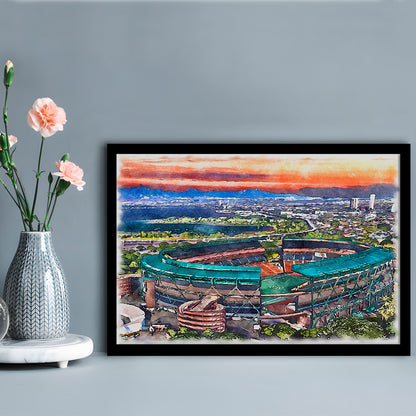 Aloha Painting Stadium Watercolor, Halawa Hawaii Watercolor Art Decor, Sport Gift Art, Framed Art Print Wall Decor