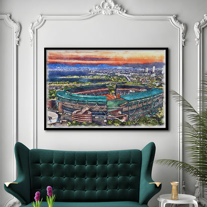 Aloha Painting Stadium Watercolor, Halawa Hawaii Watercolor Art Decor, Sport Gift Art, Framed Art Print Wall Decor