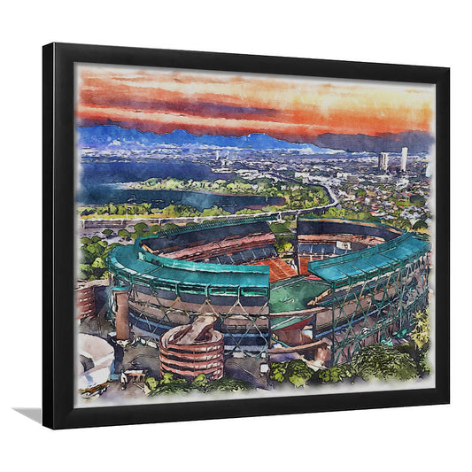 Aloha Painting Stadium Watercolor, Halawa Hawaii Watercolor Art Decor, Sport Gift Art, Framed Art Print Wall Decor