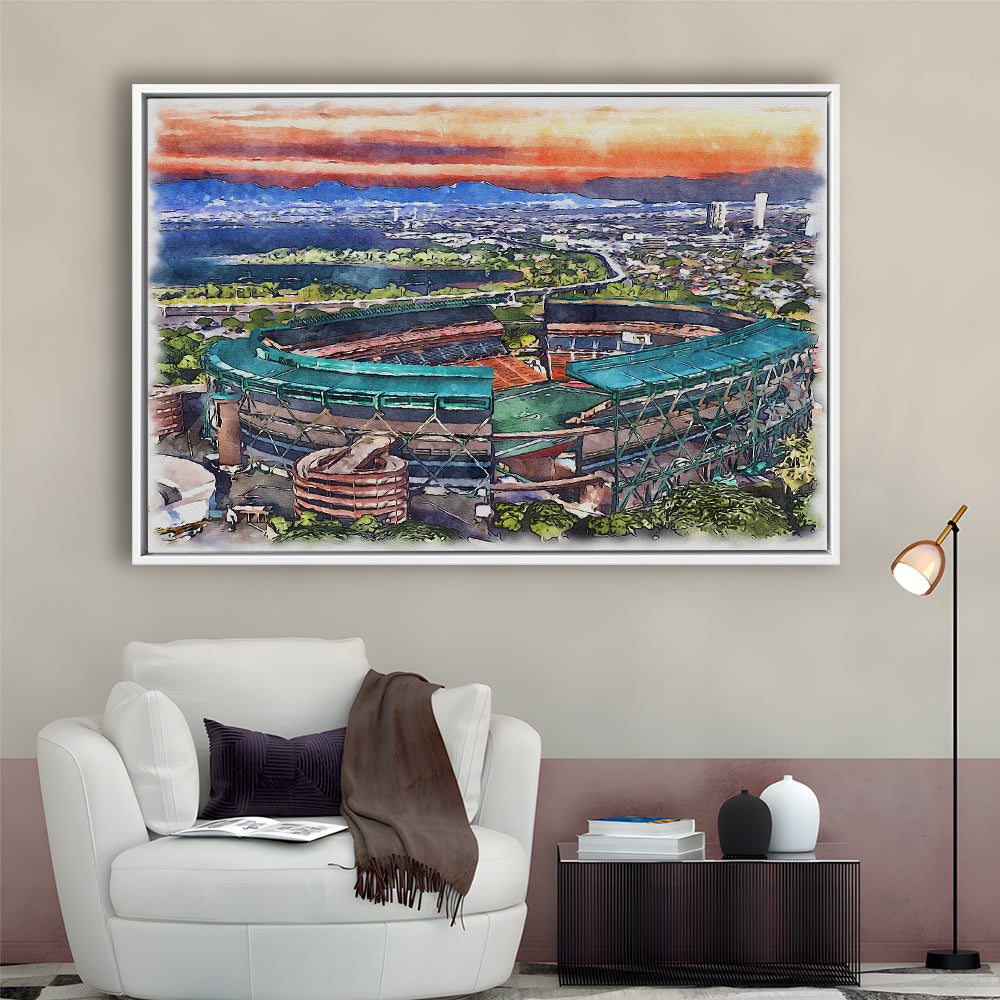 Aloha Painting Stadium Watercolor, Halawa Hawaii Watercolor Art Decor, Sport Gift Art, Framed Canvas Print Wall Art