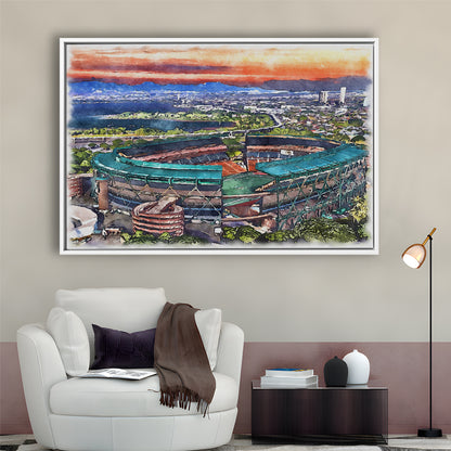 Aloha Painting Stadium Watercolor, Halawa Hawaii Watercolor Art Decor, Sport Gift Art, Framed Canvas Print Wall Art