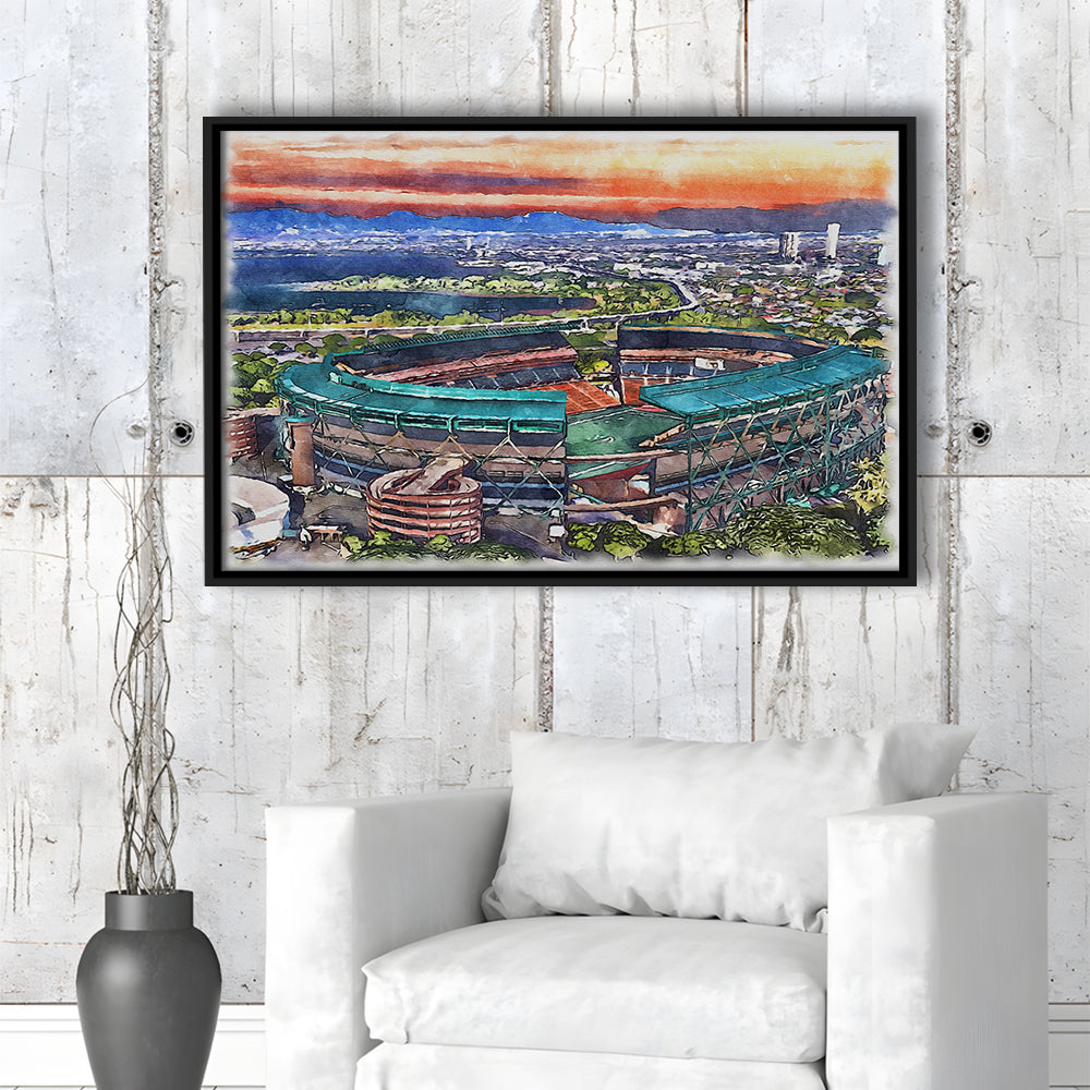 Aloha Painting Stadium Watercolor, Halawa Hawaii Watercolor Art Decor, Sport Gift Art, Framed Canvas Print Wall Art