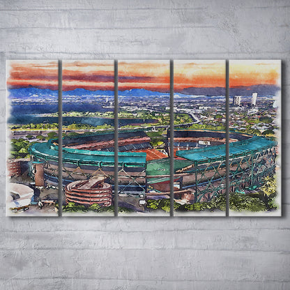 Aloha Painting Stadium Watercolor, Halawa Hawaii Watercolor Art Decor, Sport Art, Extra Large Canvas Print Wall Art
