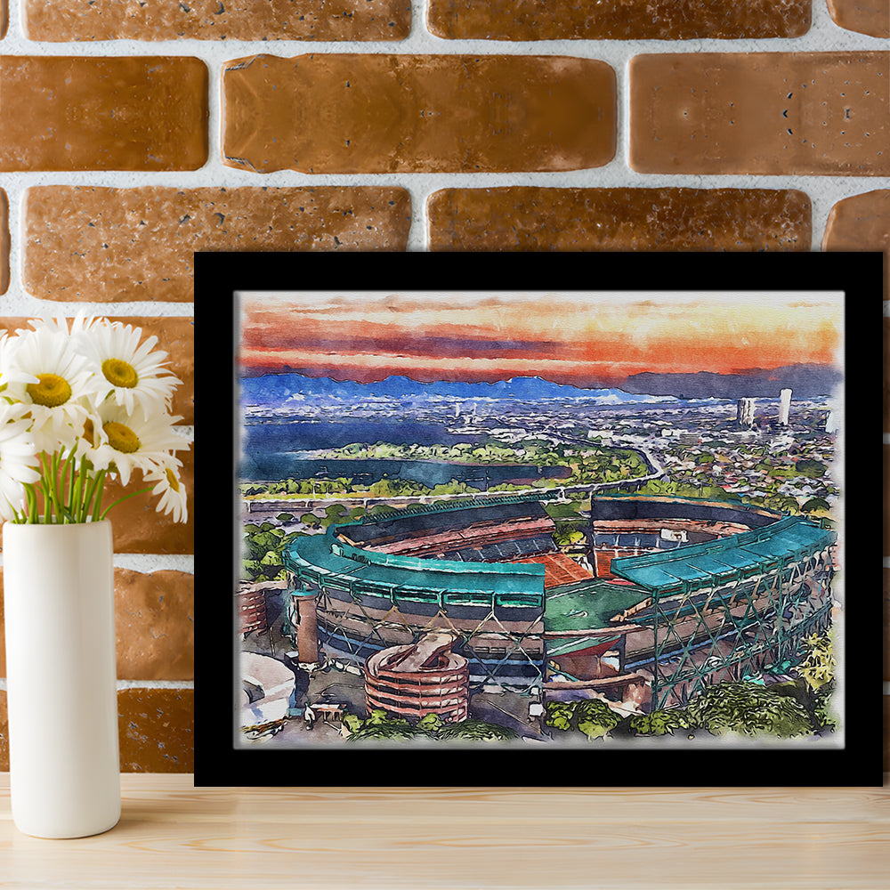 Aloha Painting Stadium Watercolor, Halawa Hawaii Watercolor Art Decor, Sport Gift Art, Framed Art Print Wall Decor