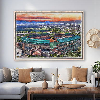 Aloha Painting Stadium Watercolor, Halawa Hawaii Watercolor Art Decor, Sport Gift Art, Framed Canvas Print Wall Art