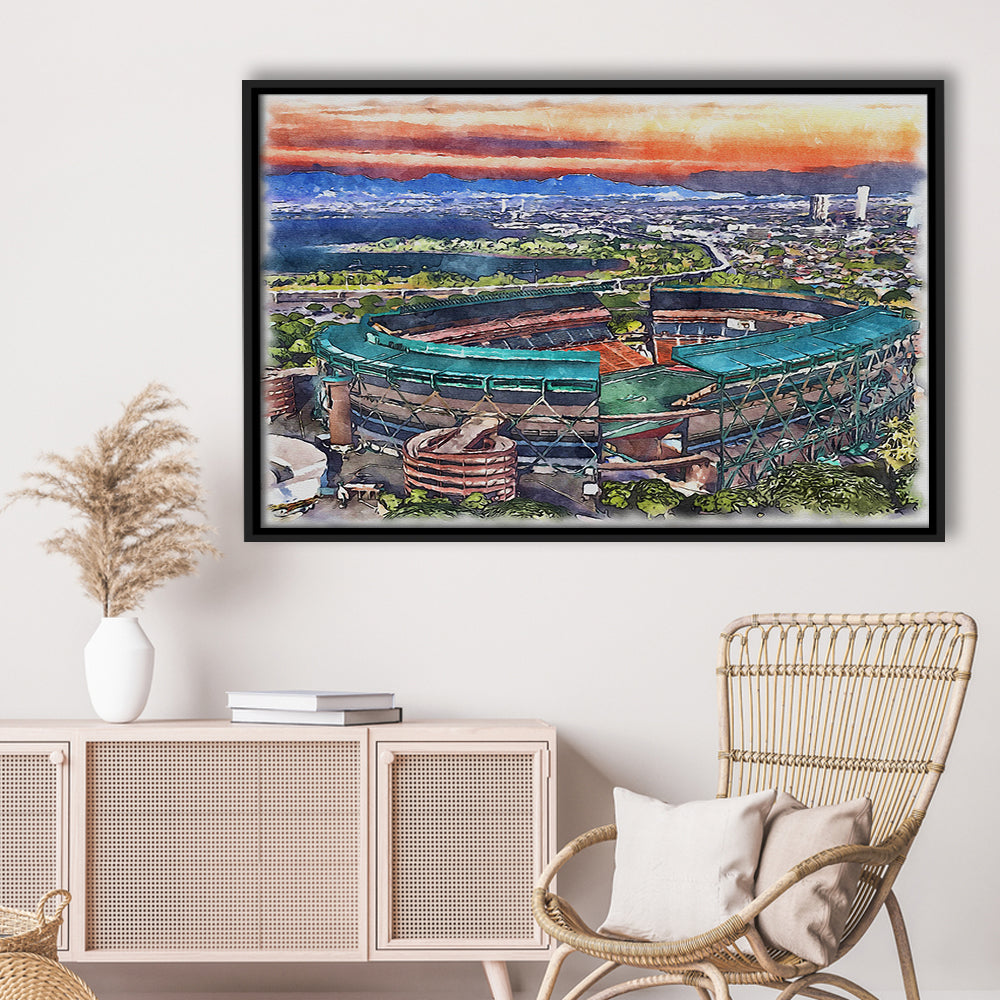 Aloha Painting Stadium Watercolor, Halawa Hawaii Watercolor Art Decor, Sport Gift Art, Framed Canvas Print Wall Art