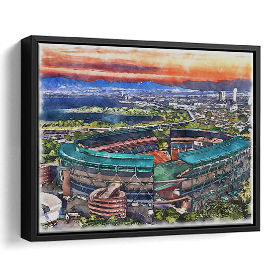 Aloha Painting Stadium Watercolor, Halawa Hawaii Watercolor Art Decor, Sport Gift Art, Framed Canvas Print Wall Art