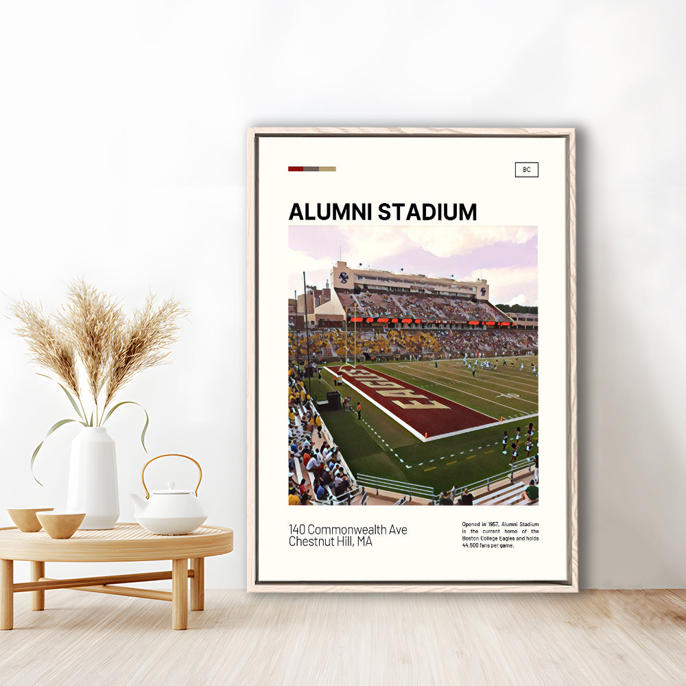Alumni Stadium Print, Boston College Eagles Stadium Canvas Art, Man Cave Gift, Floating Framed Canvas Print Wall Art