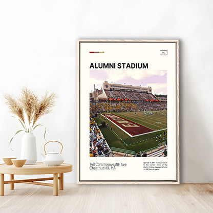Alumni Stadium Print, Boston College Eagles Stadium Canvas Art, Man Cave Gift, Floating Framed Canvas Print Wall Art