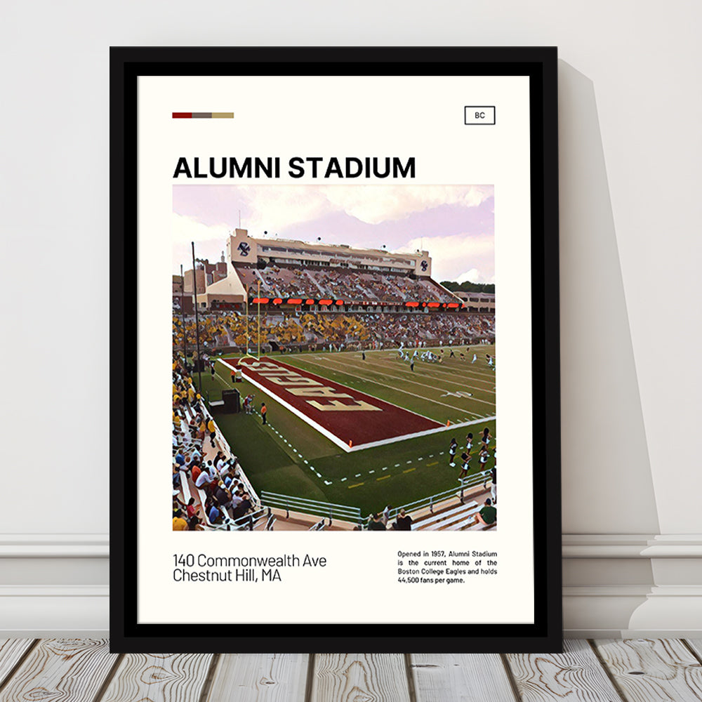 Alumni Stadium Print, Boston College Eagles Stadium Canvas Art, Man Cave Gift, Floating Framed Canvas Print Wall Art
