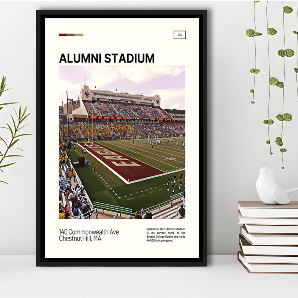 Alumni Stadium Print, Boston College Eagles Stadium Canvas Art, Man Cave Gift, Floating Framed Canvas Print Wall Art