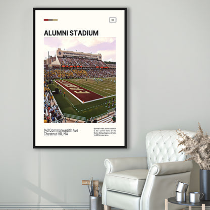 Alumni Stadium Print, Boston College Eagles Stadium Canvas Art, Man Cave Gift, Floating Framed Canvas Print Wall Art