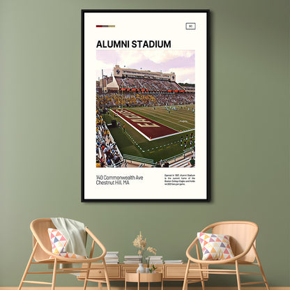 Alumni Stadium Print, Boston College Eagles Stadium Canvas Art, Man Cave Gift, Floating Framed Canvas Print Wall Art