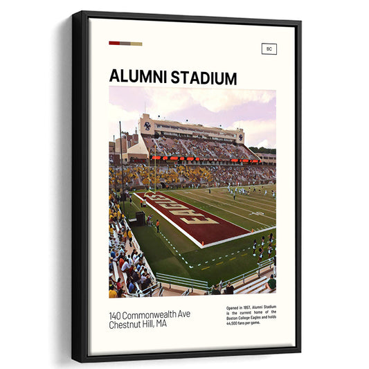 Alumni Stadium Print, Boston College Eagles Stadium Canvas Art, Man Cave Gift, Floating Framed Canvas Print Wall Art