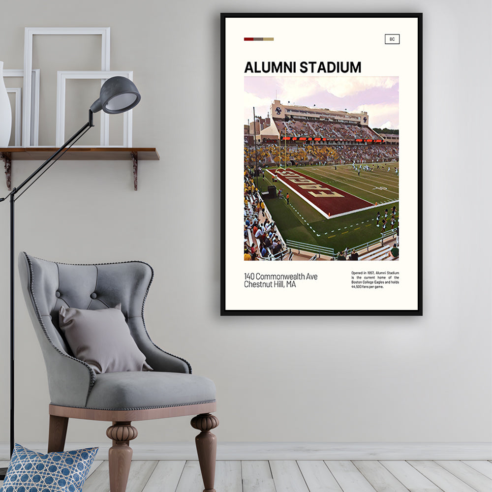Alumni Stadium Print, Boston College Eagles Stadium Canvas Art, Man Cave Gift, Floating Framed Canvas Print Wall Art