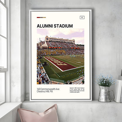 Alumni Stadium Print, Boston College Eagles Stadium Canvas Art, Man Cave Gift, Floating Framed Canvas Print Wall Art