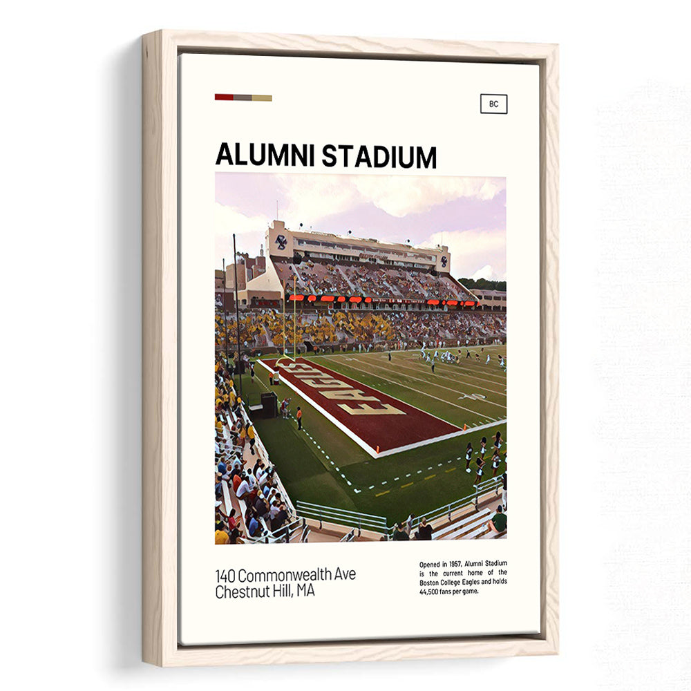Alumni Stadium Print, Boston College Eagles Stadium Canvas Art, Man Cave Gift, Floating Framed Canvas Print Wall Art