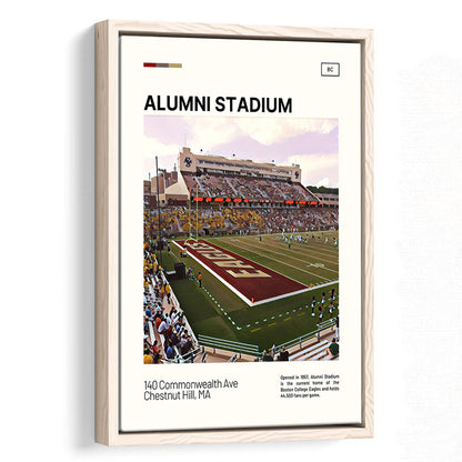 Alumni Stadium Print, Boston College Eagles Stadium Canvas Art, Man Cave Gift, Floating Framed Canvas Print Wall Art