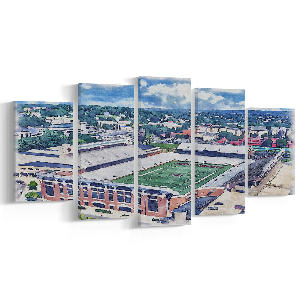 Alumni Painting Stadium Watercolor, Boston Massachusetts, Sport Art, Mixed 5 Panel, Canvas Print Wall Art
