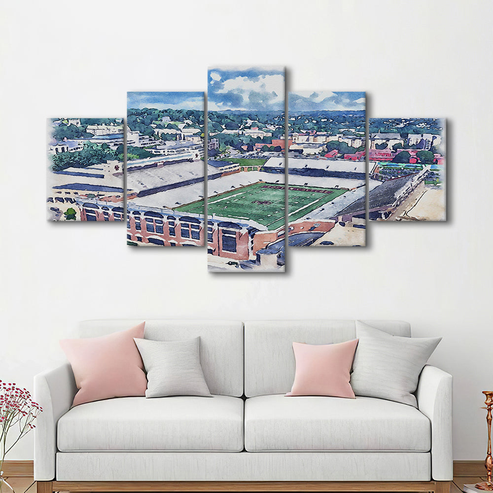 Alumni Painting Stadium Watercolor, Boston Massachusetts, Sport Art, Mixed 5 Panel, Canvas Print Wall Art