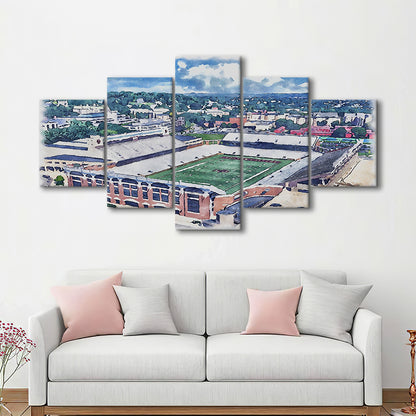 Alumni Painting Stadium Watercolor, Boston Massachusetts, Sport Art, Mixed 5 Panel, Canvas Print Wall Art