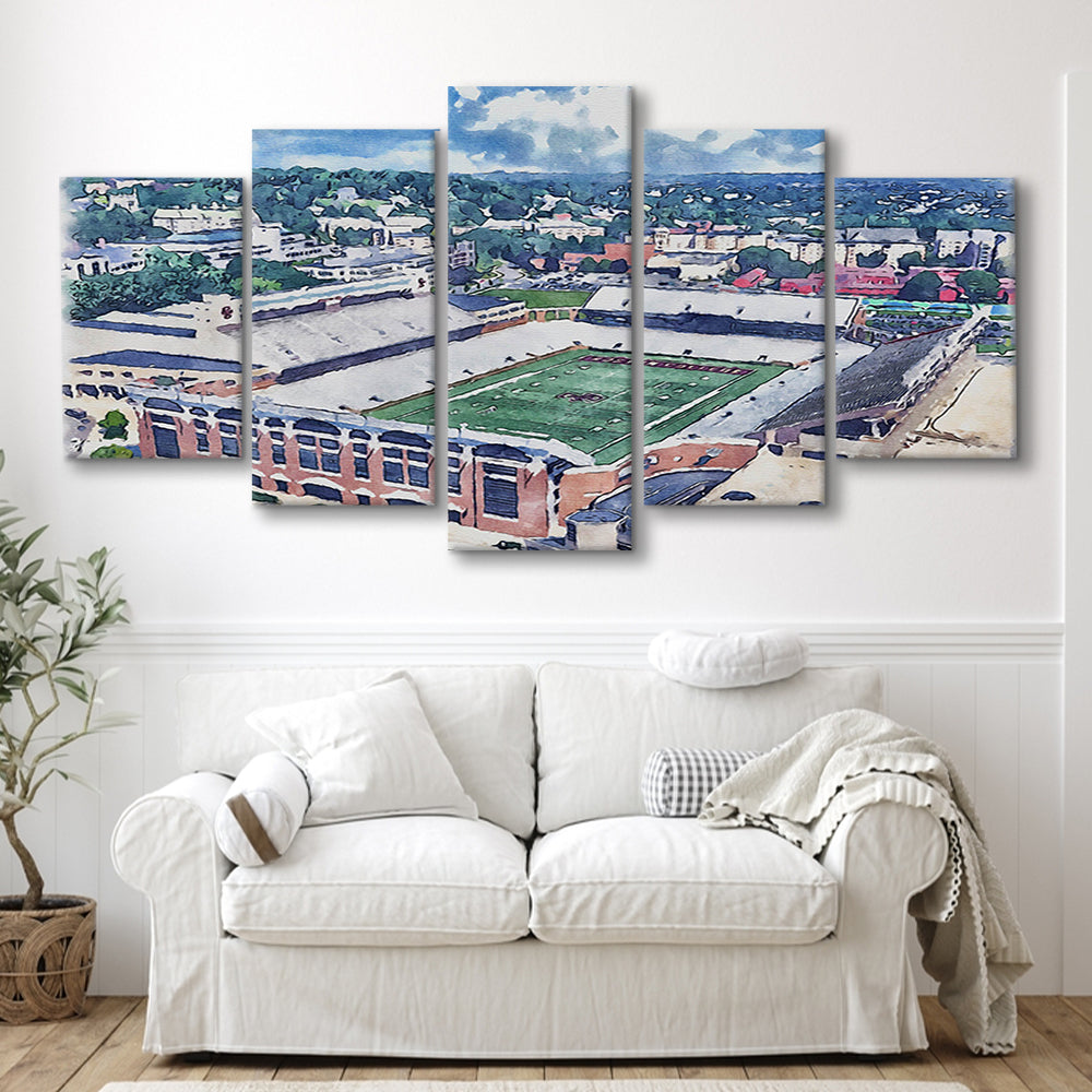 Alumni Painting Stadium Watercolor, Boston Massachusetts, Sport Art, Mixed 5 Panel, Canvas Print Wall Art