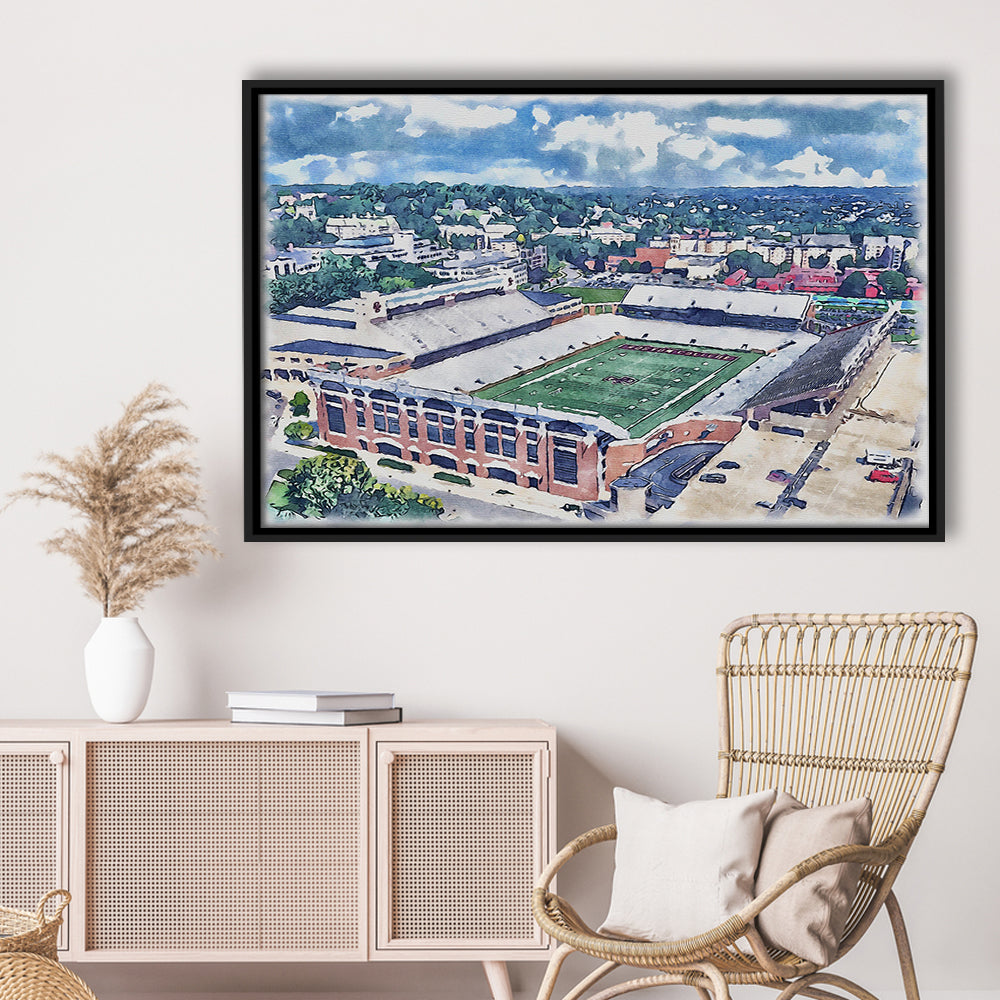 Alumni Painting Stadium Watercolor, Boston Massachusetts, Sport Gift Art, Framed Canvas Print Wall Art