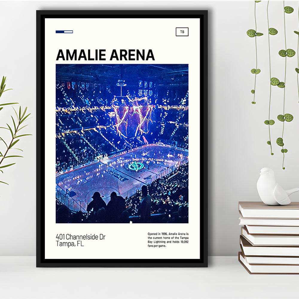 Amalie Arena Stadium Print, Tampa Bay Lightning Stadium Canvas Art, Man Cave Gift, Floating Framed Canvas Print Wall Art