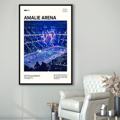 Amalie Arena Stadium Print, Tampa Bay Lightning Stadium Canvas Art, Man Cave Gift, Floating Framed Canvas Print Wall Art