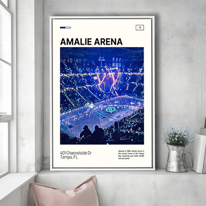 Amalie Arena Stadium Print, Tampa Bay Lightning Stadium Canvas Art, Man Cave Gift, Floating Framed Canvas Print Wall Art