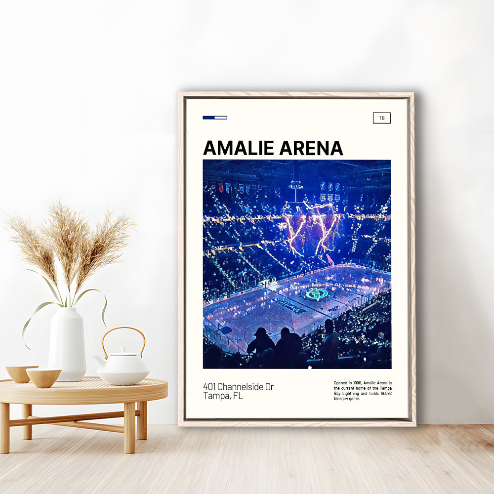 Amalie Arena Stadium Print, Tampa Bay Lightning Stadium Canvas Art, Man Cave Gift, Floating Framed Canvas Print Wall Art