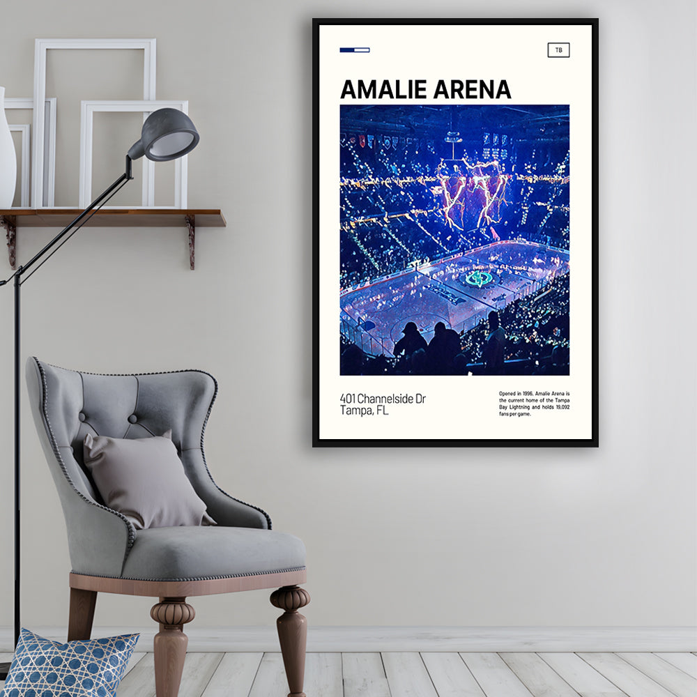 Amalie Arena Stadium Print, Tampa Bay Lightning Stadium Canvas Art, Man Cave Gift, Floating Framed Canvas Print Wall Art