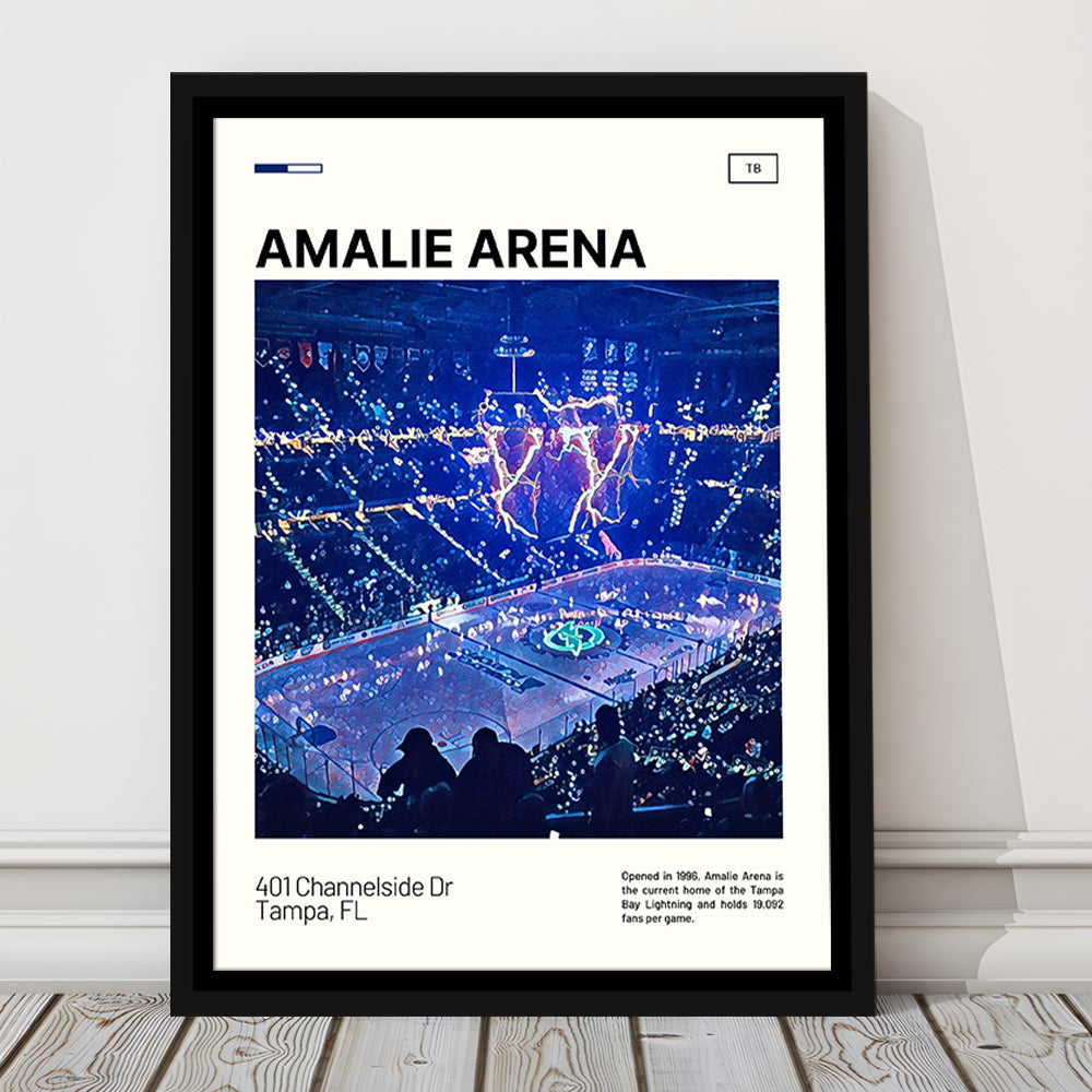 Amalie Arena Stadium Print, Tampa Bay Lightning Stadium Canvas Art, Man Cave Gift, Floating Framed Canvas Print Wall Art