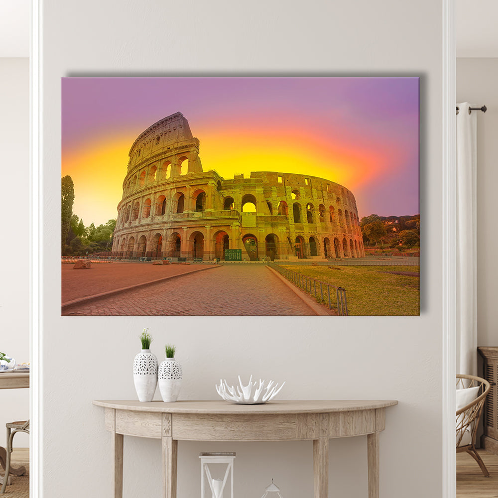 Amazing Sunrise at Rome Colosseum, Stadium Canvas, Sport Art, Gift for him, Man Cave Decor, Art Print, Canvas Print Wall Art