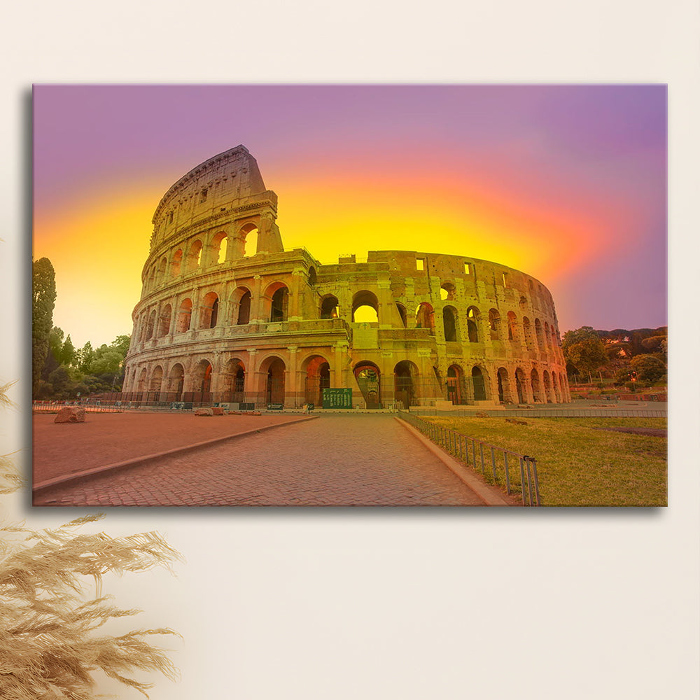 Amazing Sunrise at Rome Colosseum, Stadium Canvas, Sport Art, Gift for him, Man Cave Decor, Art Print, Canvas Print Wall Art