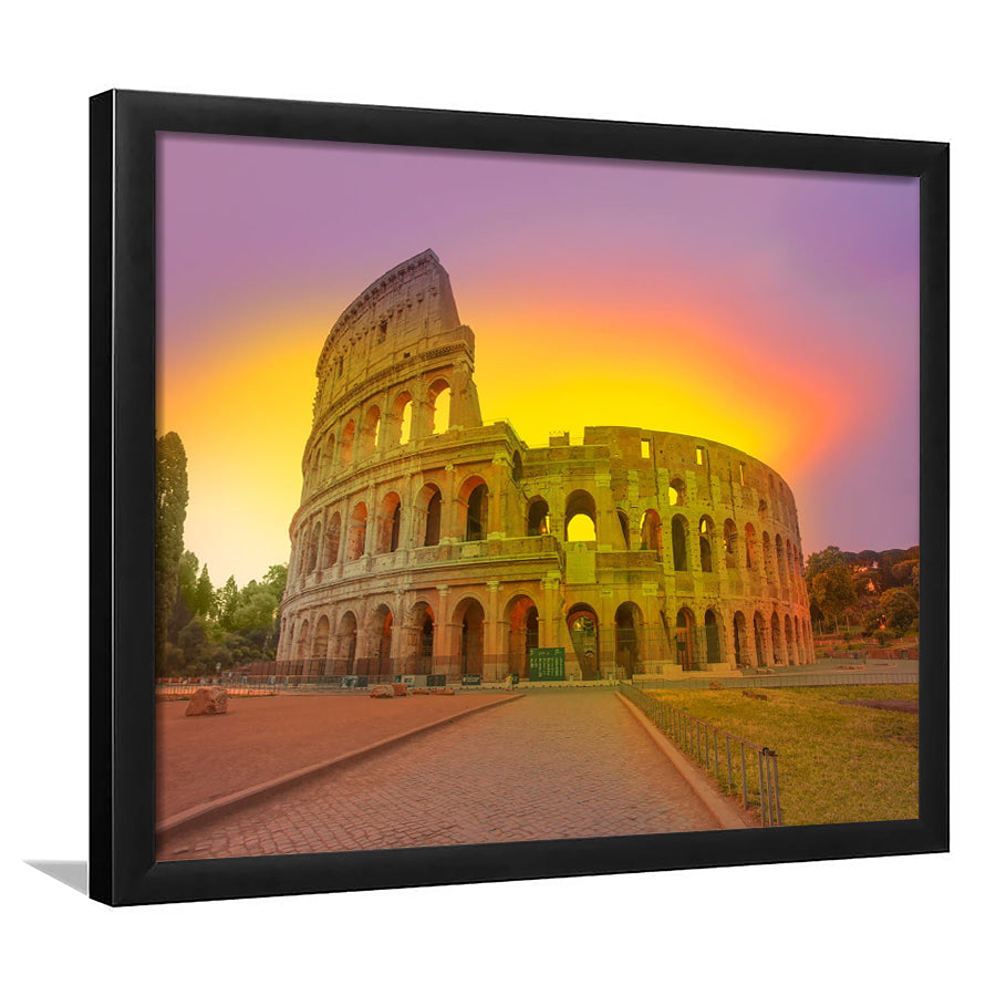 Amazing Sunrise at Rome Colosseum, Stadium Canvas, Sport Art, Gift for him, Framed Art Print Wall Decor, Picture Framed